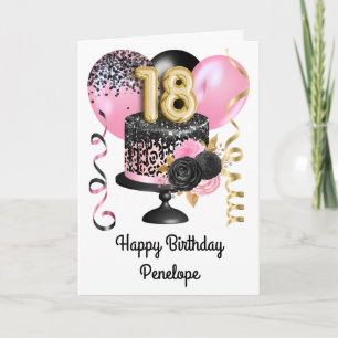 Tarjeta Oro rosado y negro 18º cumpleaños
