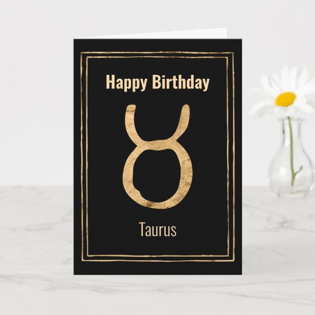 Tarjeta Oro Taurus zodiac astrología Feliz cumpleaños (Planta pequeña)