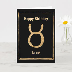 Tarjeta Oro Taurus zodiac astrología Feliz cumpleaños