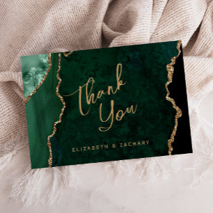 Tarjeta Oro Verde Esmeralda Agradecimiento de Boda en Cali