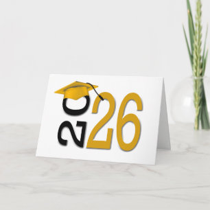 Tarjeta Oro y negro de graduación 2025
