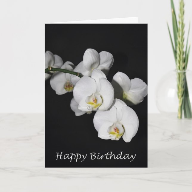 Tarjeta Orquídea Blanca Feliz Cumpleaños (Anverso)