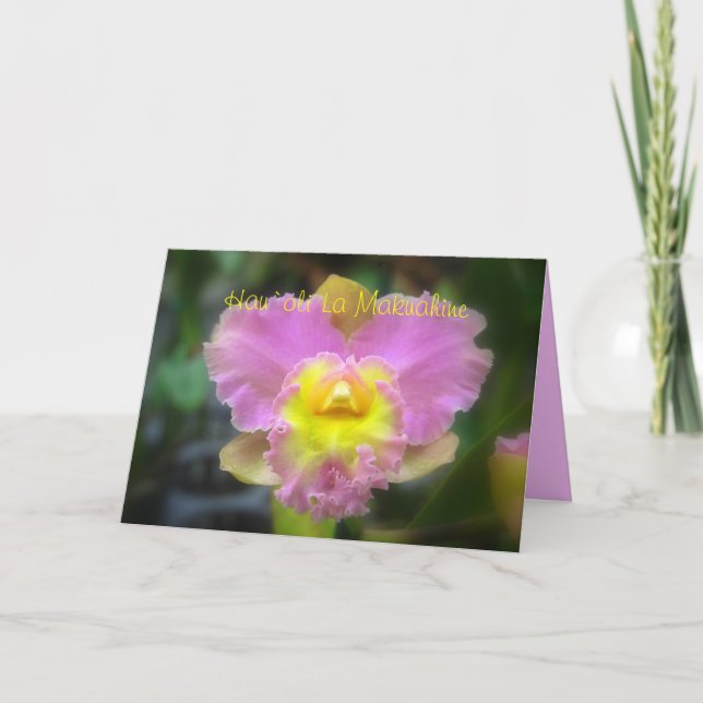 Tarjeta Orquídea C de Cattleya rosa feliz Día de la Madre  (Anverso)