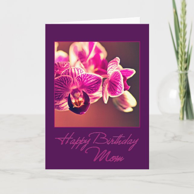 Tarjeta Orquídea de cumpleaños para mamá (Anverso)