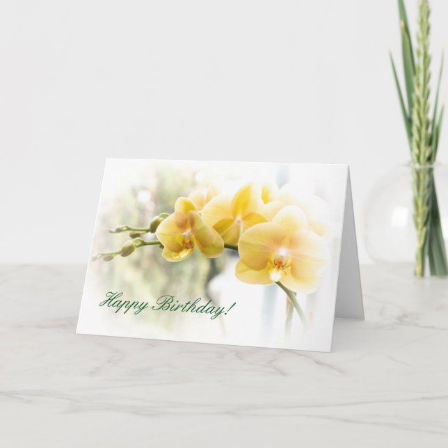 Tarjeta Orquídea de polilla amarilla en sol (Anverso)