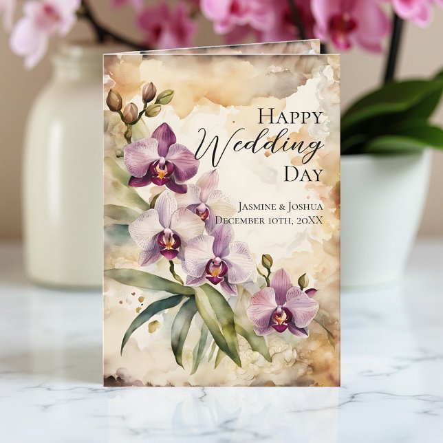 Tarjeta Orquídea de Rosa Pastel Florece Boda Acuarela (Subido por el creador)