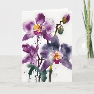 Tarjeta Orquídea - Flores de acuarela
