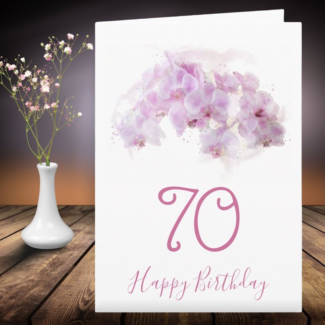 Tarjeta Orquídea Rosa Floral 70 cumpleaños (Subido por el creador)