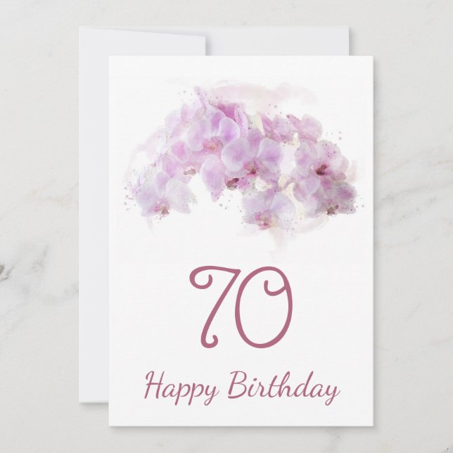 Tarjeta Orquídea Rosa Floral 70 cumpleaños (Anverso)