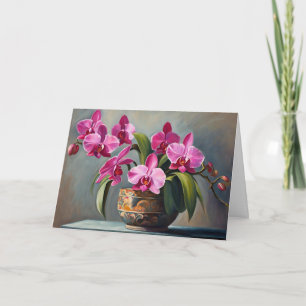 Tarjeta Orquídea rosa florecida planta de flores