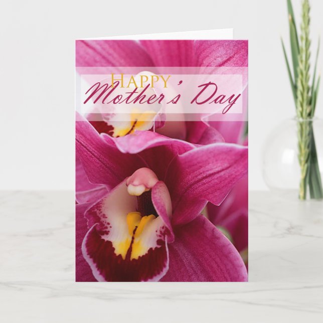 Tarjeta Orquídea rosada para el Día de la Madre (Anverso)