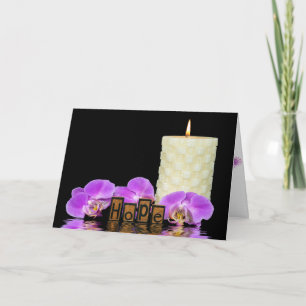 Tarjeta orquídea y vela por pensar en ti