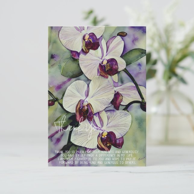 Tarjeta Orquídeas acuarela personalizables (Anverso de pie)