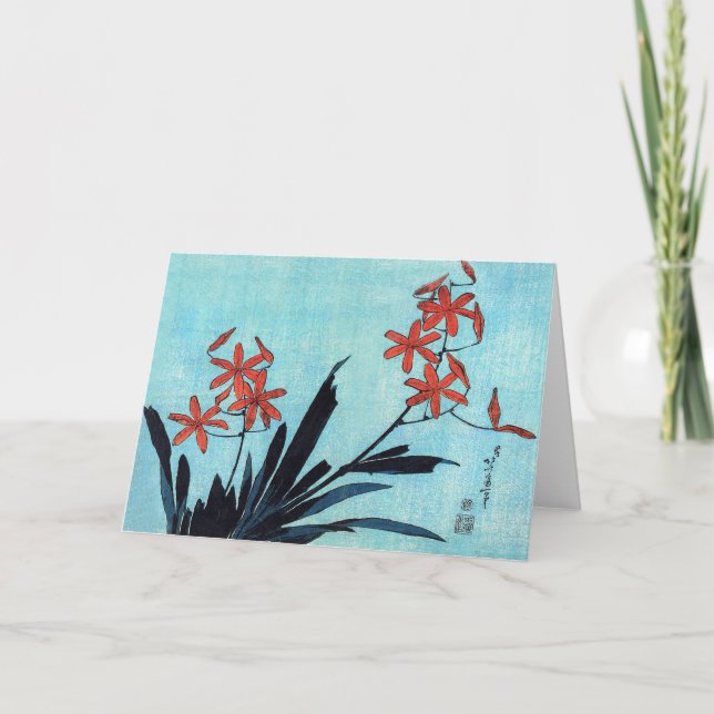 Tarjeta Orquídeas anaranjadas, Hokusai (Anverso)