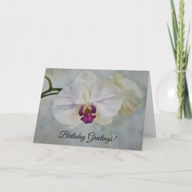 Tarjeta Orquídeas Blancas Estilo Tropical Aniversario (Anverso)
