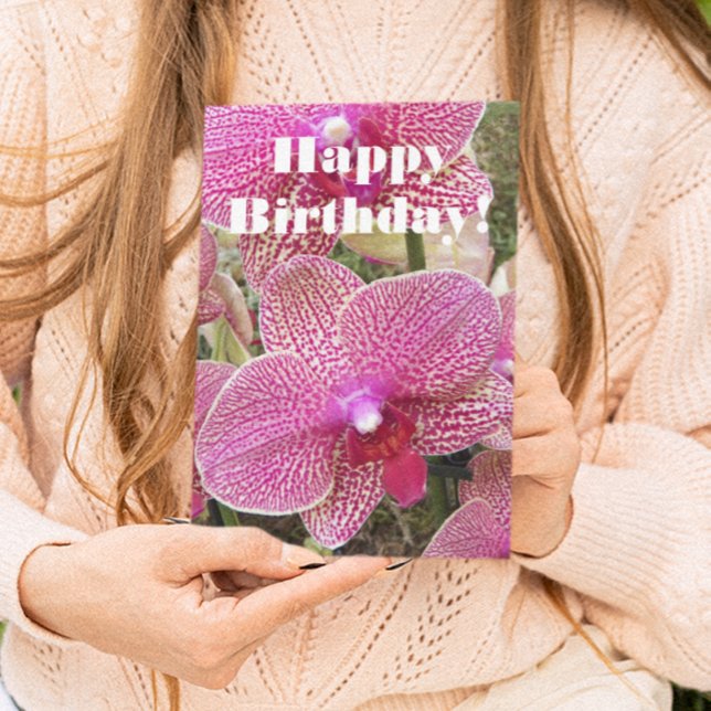 Tarjeta Orquídeas De Madera Especkadas Rosa Cumpleaños Flo (In Situ)