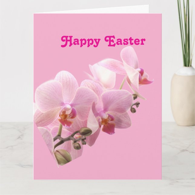 Tarjeta Orquídeas rosadas “Feliz Pascua”  (Anverso)
