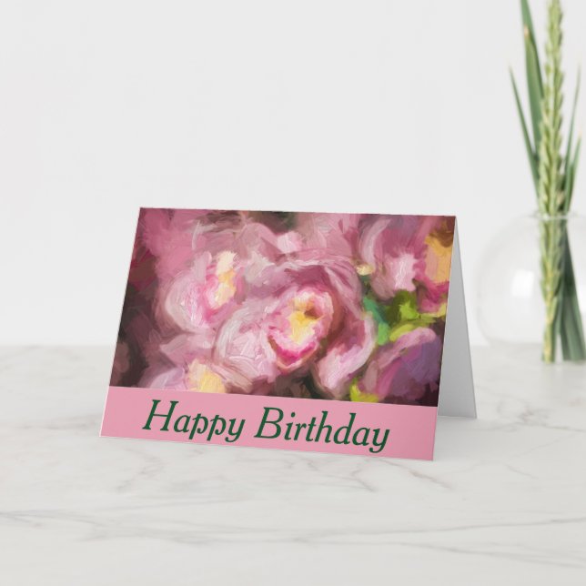 Tarjeta Orquídeas Rosadas Impasto Cumpleaños (Anverso)