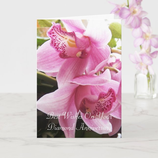 Tarjeta Orquídeas rosas personalizadas 60 años de Boda (Orquídea)