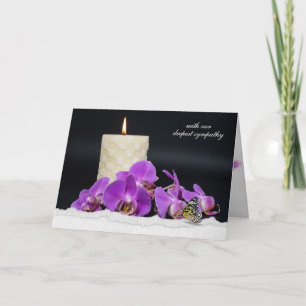 Tarjeta orquídeas rosas y velas con simpatía por las marip