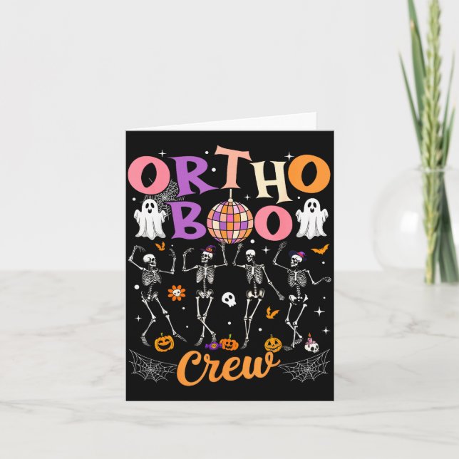 Tarjeta Ortho Orthopedic Halloween Boo Crew Skeleton Danci (Anverso)