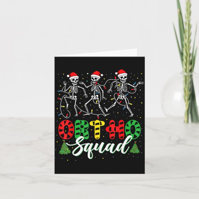 Tarjeta Ortho Squad Christmas Three Santa Skeletons Proud  (Anverso)