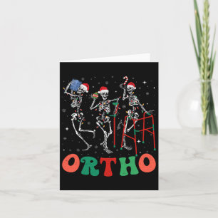 Tarjeta Ortho Squad Dancing Skeletans Navidades Ortopédico