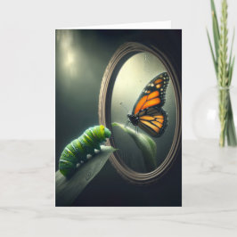 Tarjeta Oruga De Cumpleaños Con Una Mariposa Monarca