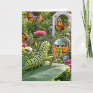 Tarjeta Oruga de Cumpleaños Soñando con Ser una Mariposa