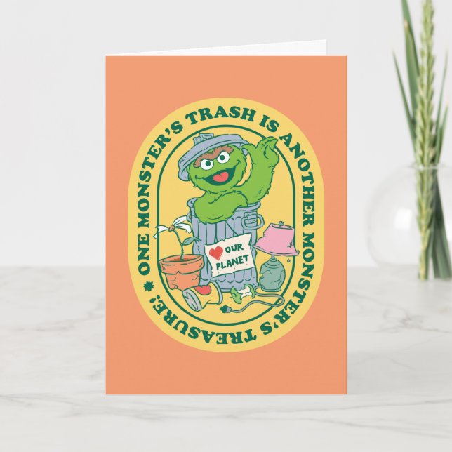 Tarjeta Oscar el Grouch | Monster Treasure Badge (Anverso)