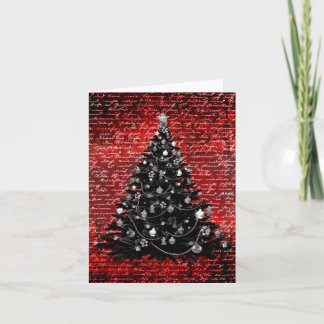 Tarjeta Oscuro y elegante árbol de Navidad rojo y negro