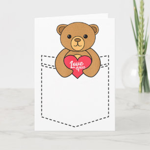 Tarjeta Osito De Bolsillo Adorable Abrazando Corazón - 202