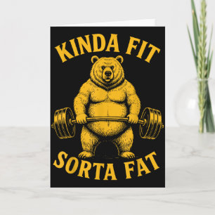 Tarjeta Osito de gimnasio divertido un poco gordo y en for