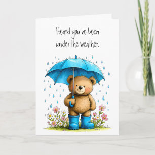 Tarjeta Osito de peluche lindo Botas azules de lluvia Que