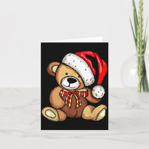 Tarjeta Osito de peluche Santa sombrero Navidad pijama lin