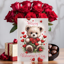 Tarjeta Ositos de peluche y rosas del Día de San Valentín