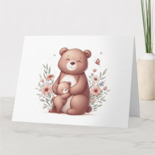 Tarjeta Oso adorable de mamá con cachorro
