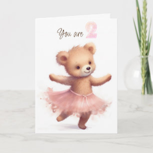 Tarjeta Oso Bailarina para 2º Cumpleaños