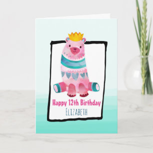 Tarjeta Oso caprichoso usando un cumpleaños feliz de la co