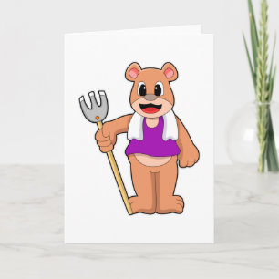 Tarjeta Oso como granjero con arroz