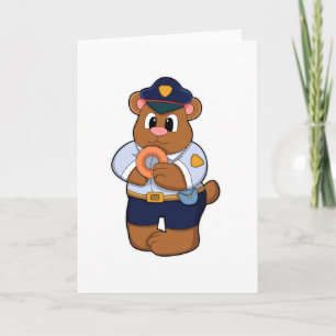 Tarjeta Oso como oficial de policía con uniforme de policí