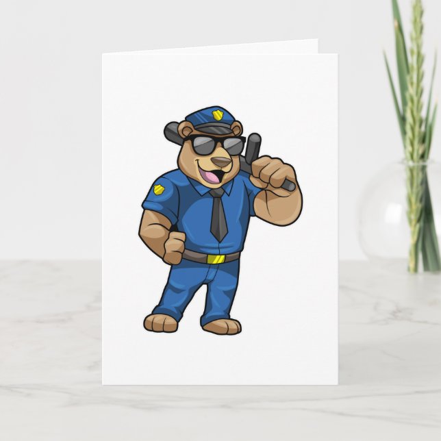 Tarjeta Oso como oficial de policía con uniforme de policí (Anverso)