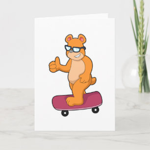 Tarjeta Oso como patinador con monopatín