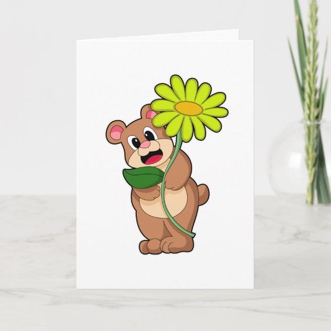 Tarjeta Oso con flor amarilla (Anverso)