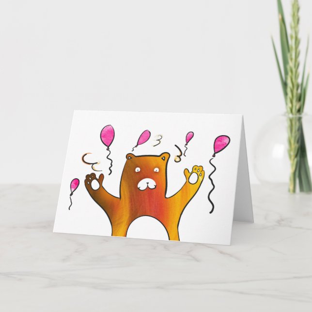 Tarjeta Oso con globos (Anverso)