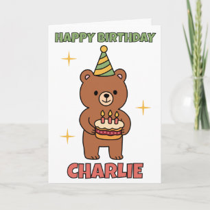 Tarjeta Oso Con Tarta De Cumpleaños Fiesta De Cumpleaños