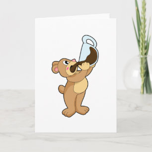 Tarjeta Oso con taza de café