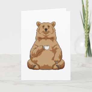 Tarjeta Oso con taza de café