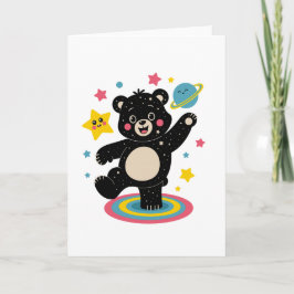 Tarjeta Oso cósmico con estrellas y planetas - Espacio red