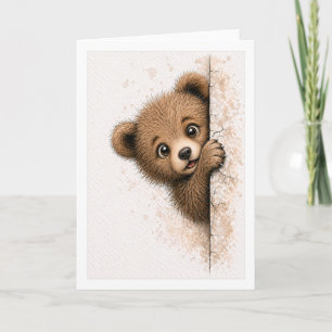 Tarjeta Oso curioso manta acuarela animal